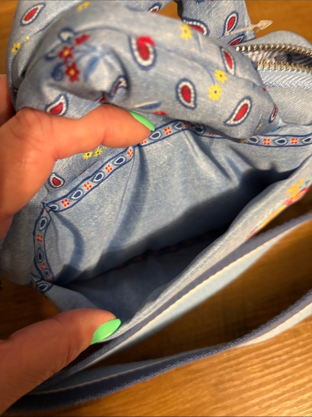 Brighton Light Blue Bandana Love Floral Crossbody Bag - Picture 8 of 10